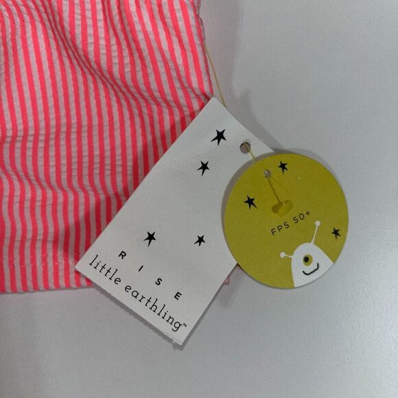 Rise Little Earthling Summer Baby Top with CoralPink White Stripes 6-12M UPF 50 - Picture 3 of 5